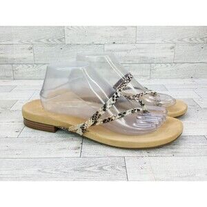 Women's Vionic Strappy Snake Skin Print Flip Flop Thong Sandals Size 11 Leather